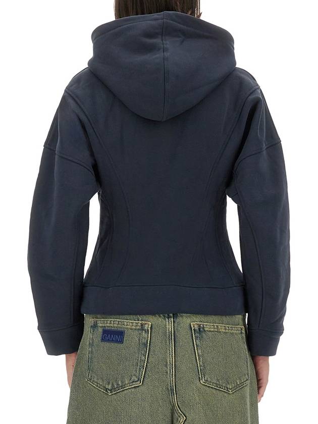 Fleece Zip-Up Hoodie Sky Captain - GANNI - BALAAN 4