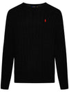 Embroidery Logo Cable Knit Top Black - POLO RALPH LAUREN - BALAAN 1