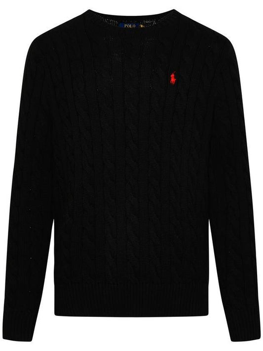 Embroidery Logo Cable Knit Top Black - POLO RALPH LAUREN - BALAAN 1