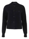 Face Patch Crop Cardigan Black - ACNE STUDIOS - BALAAN.