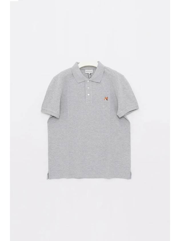 Fox Head Patch Cotton Polo Shirt Grey - MAISON KITSUNE - BALAAN 4