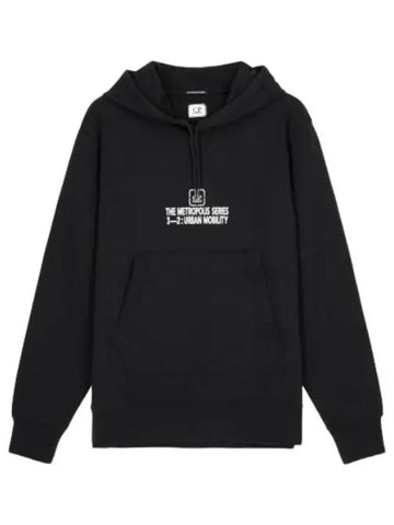 Metropolis graphic hooded navy t shirt hoodie - CP COMPANY - BALAAN 1