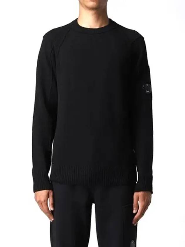 Lens Wappen Wool Blend Knit Top Black - CP COMPANY - BALAAN 3