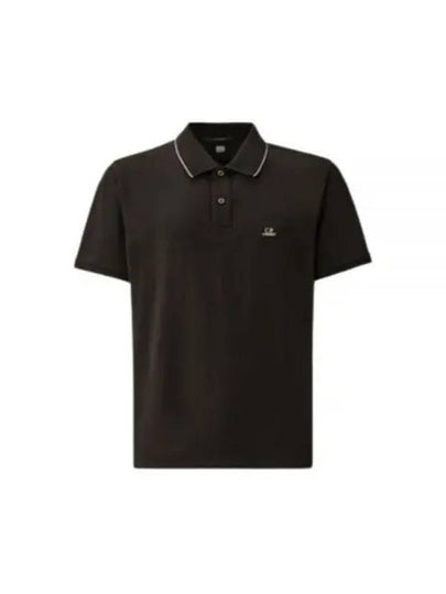 Stretch Piquet Regular Striped Collar Polo Shirt Black - CP COMPANY - BALAAN 2