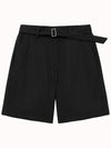 3D pleated half pants black - NOIRER - BALAAN 3