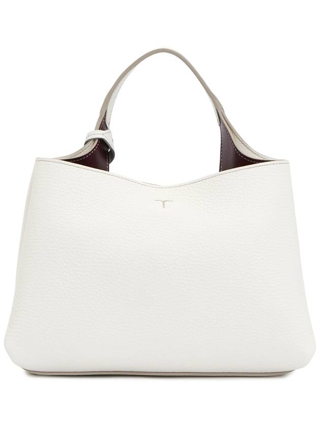 Logo Charm Leather Micro Tote Bag White - TOD'S - BALAAN 5