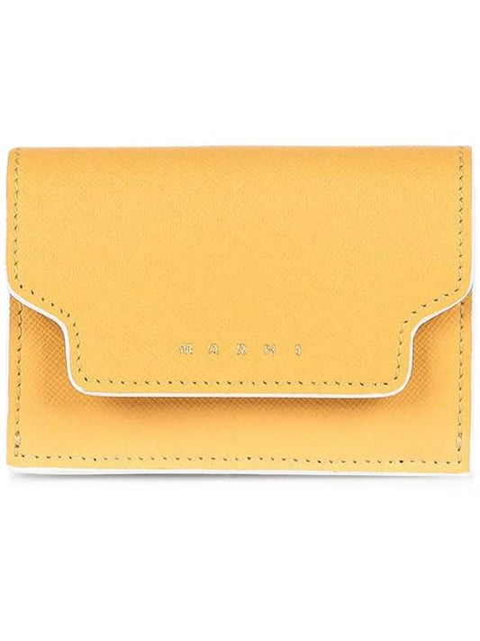 Saffiano Leather Trifold Half Wallet Yellow - MARNI - BALAAN 2