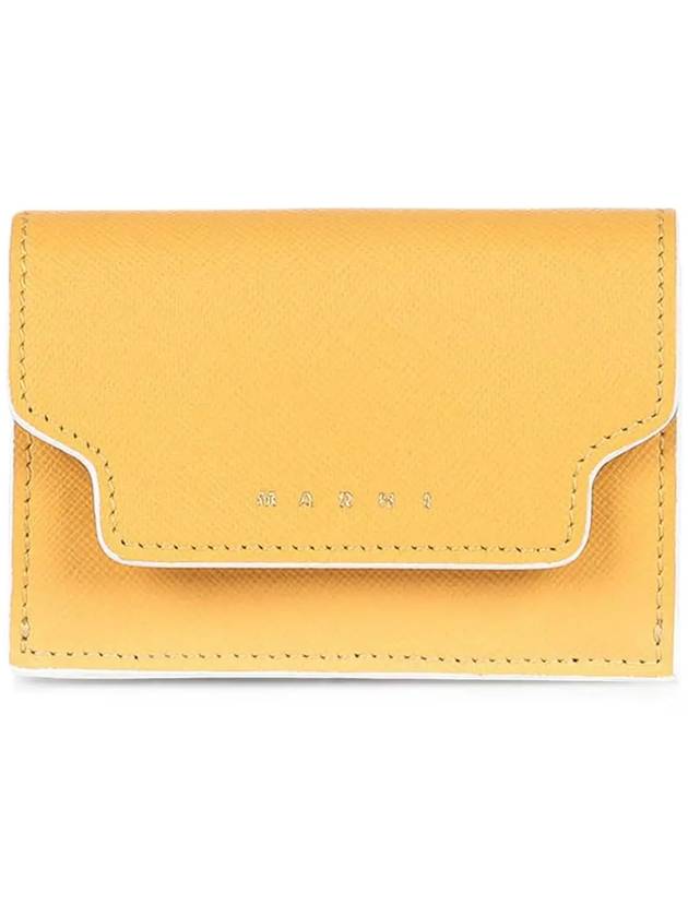 Saffiano Leather Trifold Half Wallet Yellow - MARNI - BALAAN 3