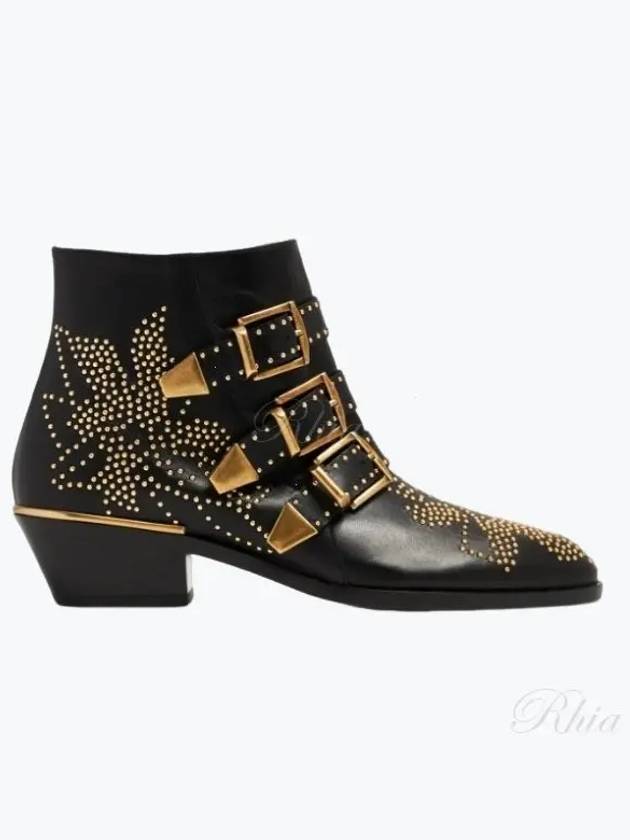 Women's Susanna Gold Stud Ankle Chelsea Boots Black - CHLOE - BALAAN 2