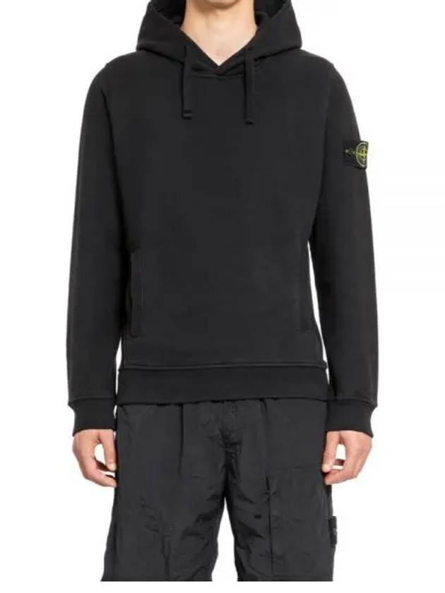 Wappen Patch Brushed Cotton Fleece Hoodie Black - STONE ISLAND - BALAAN 2