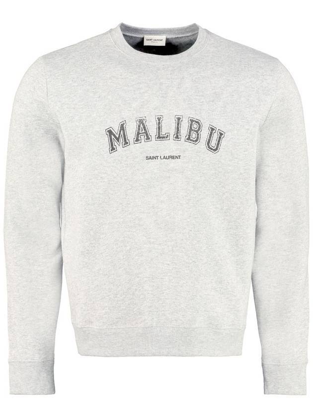 Malibu Graphic Crew Neck Sweatshirt Grey - SAINT LAURENT - BALAAN 1