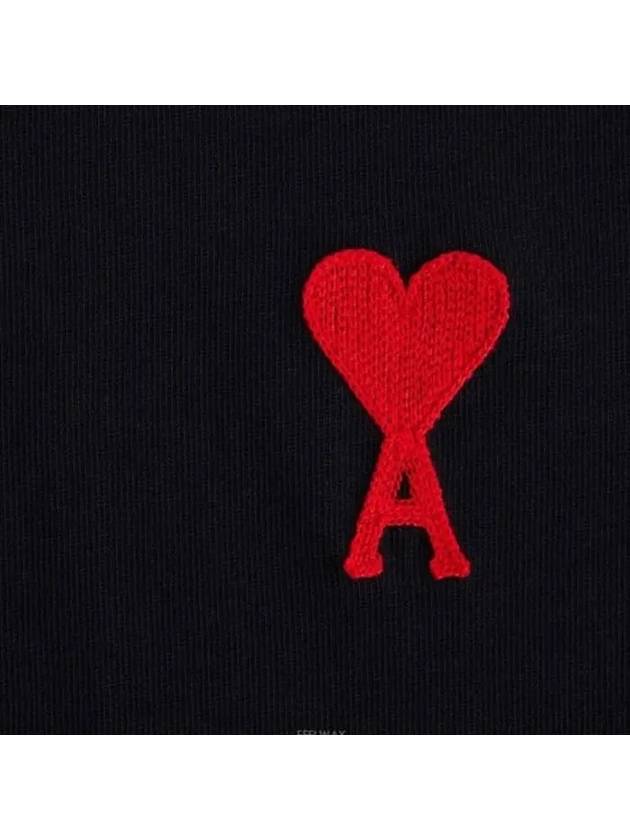 Heart Logo Cotton Jersey Short Sleeve T-Shirt Black - AMI - BALAAN 5