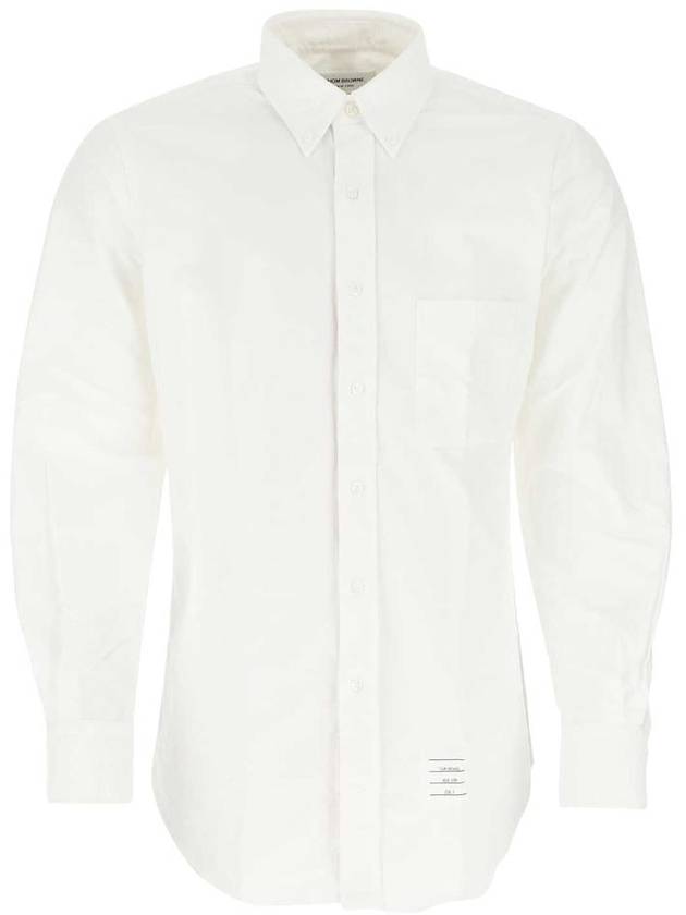 Oxford Grosgrain Placket Cotton Long Sleeve Shirt White - THOM BROWNE - BALAAN 2