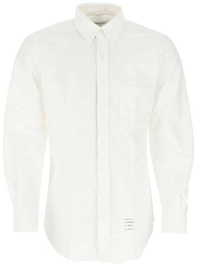 Oxford Grosgrain Placket Cotton Long Sleeve Shirt White - THOM BROWNE - BALAAN 2