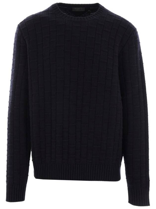 Crew neck knit top navy - PRADA - BALAAN 3