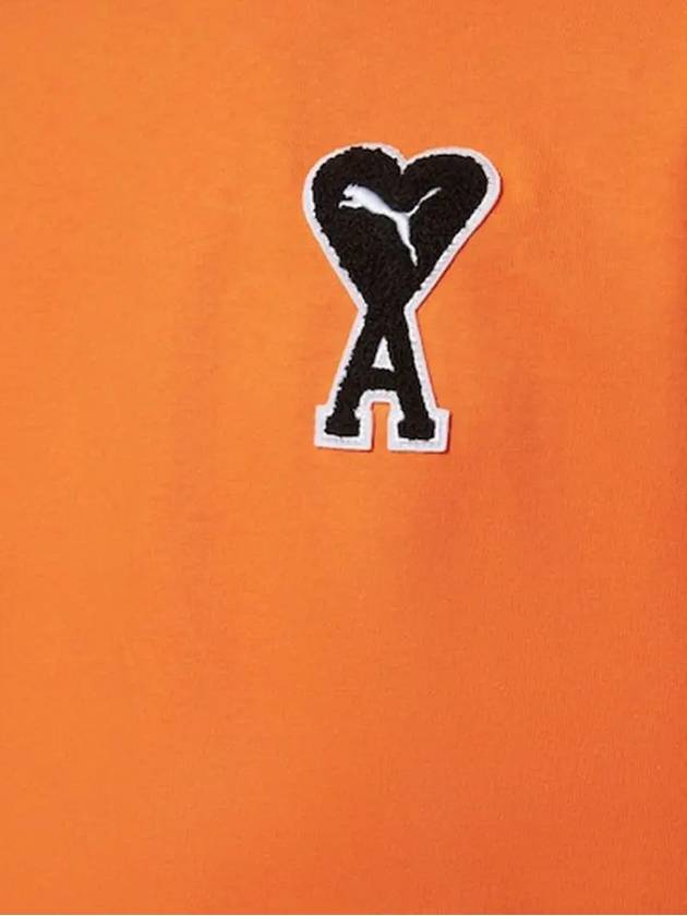 Puma de Coeur Heart Double Logo Patch Orange Cotton T Shirt 535992 72 - AMI - BALAAN 2