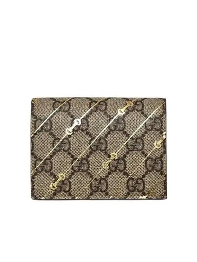 Horsebit Print Card Wallet Beige Ebony - GUCCI - BALAAN 2