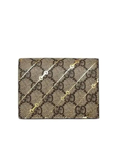 Horsebit Print Card Wallet Beige Ebony - GUCCI - BALAAN 2