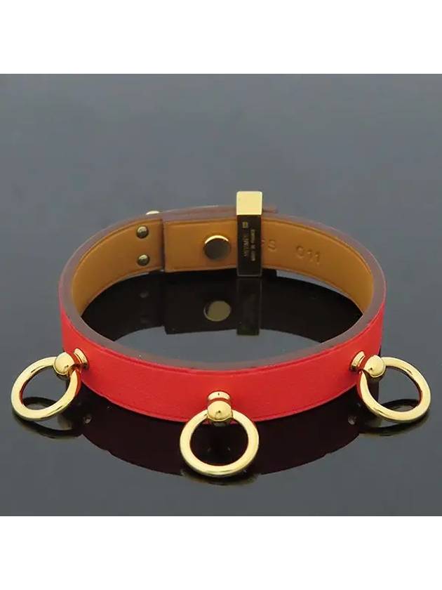 MINI DOG ANNEAUX gold ring embellished leather bracelet - HERMES - BALAAN 3