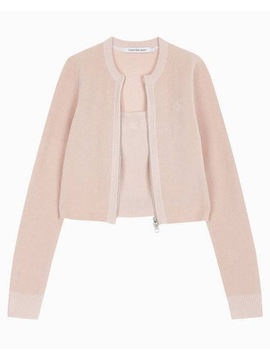 Jeans Premium 2 In 1 AOP Cardigan Pink - CALVIN KLEIN - BALAAN 1