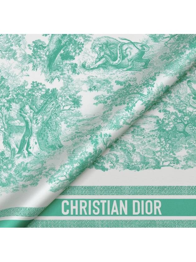 Toile de Jouy Sauvage 90 Square Scarf White Aqua - DIOR - BALAAN 7