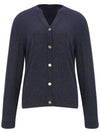 Glitter Notch Neck Knit Cardigan Navy - CALLAITE - BALAAN 1