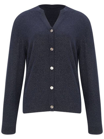 Glitter Notch Neck Knit Cardigan Navy - CALLAITE - BALAAN 1