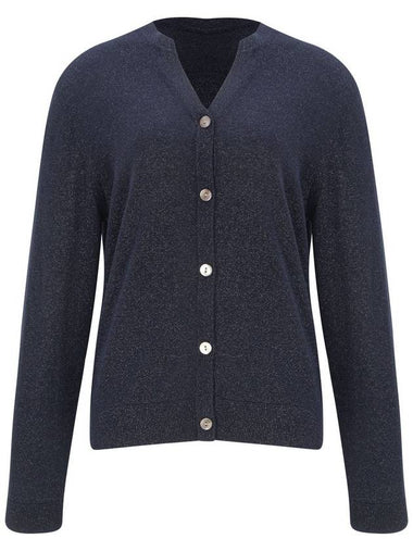 Glitter Notch Neck Knit Cardigan Navy - CALLAITE - BALAAN 1