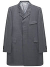 Super 120S Twill Classic Chesterfield Single Coat Grey - THOM BROWNE - BALAAN 3