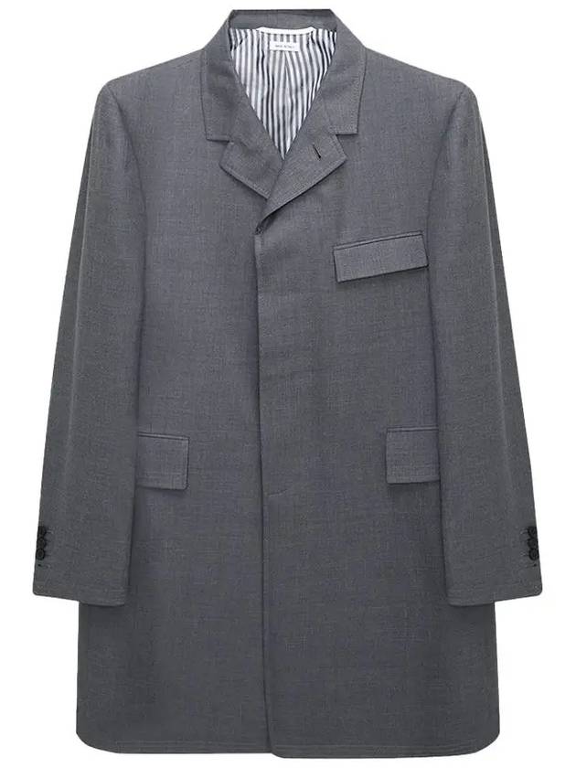 Super 120S Twill Classic Chesterfield Single Coat Grey - THOM BROWNE - BALAAN 2