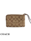 Corner Zipper Wristlet Signature Canvas Clutch Bag Brown - COACH - BALAAN 4