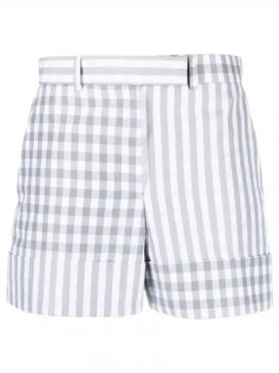 Gingham Check Double Face Poplin Shorts Medium Grey - THOM BROWNE - BALAAN 2