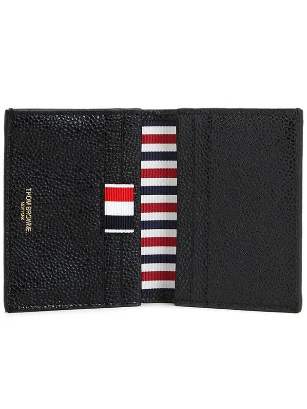 Pebble Grained Leather Double Card Wallet Black - THOM BROWNE - BALAAN 2