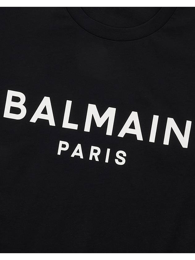 Logo Print Cotton Cropped Short Sleeve T-shirt Black - BALMAIN - BALAAN 7