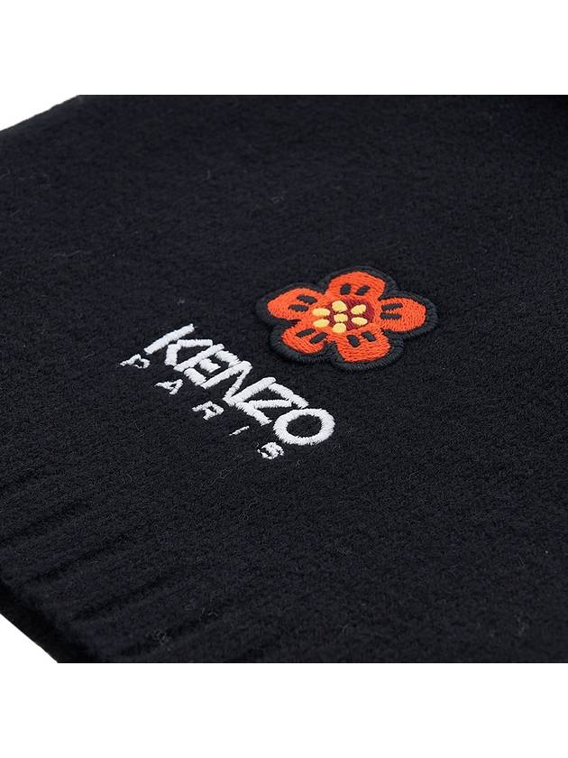 Boke Flower Wool Scarf Black - KENZO - BALAAN 7