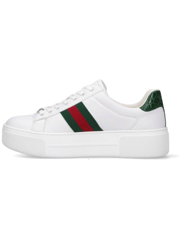 Women's Leather Low Top Sneakers White - GUCCI - BALAAN 4