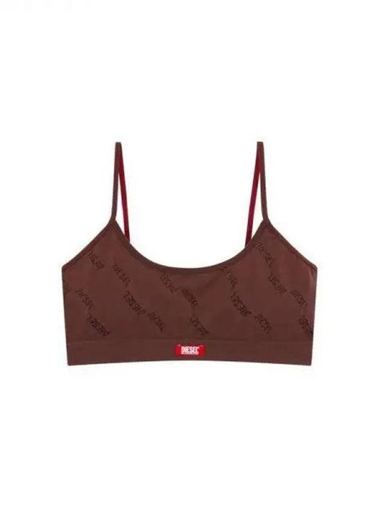 Women's Logo Pattern Stretch Bra Dark Brown 271416 - DIESEL - BALAAN 1