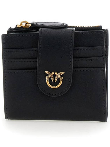 Black Wallet With Love Birds Buckle On Front In Leather Woman - PINKO - BALAAN 1