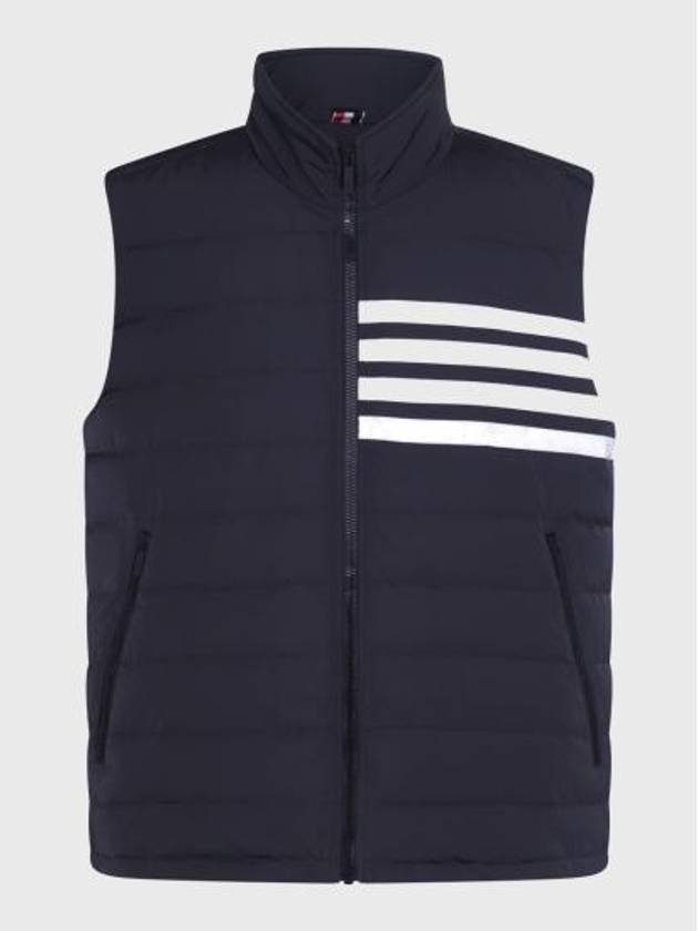 4 Bar Poly Twill Down Vest Navy - THOM BROWNE - BALAAN 5