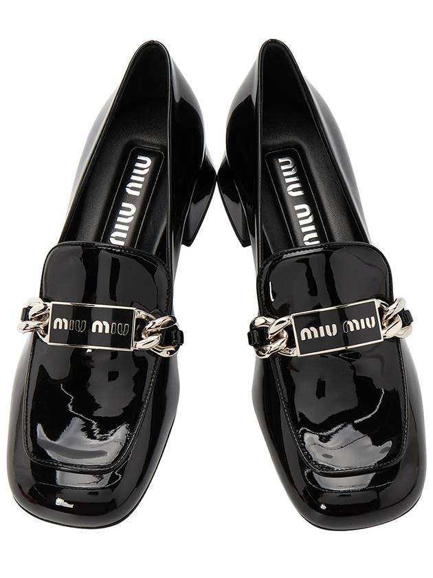 Women's Logo Patent Leather Pumps Black - MIU MIU - BALAAN 3