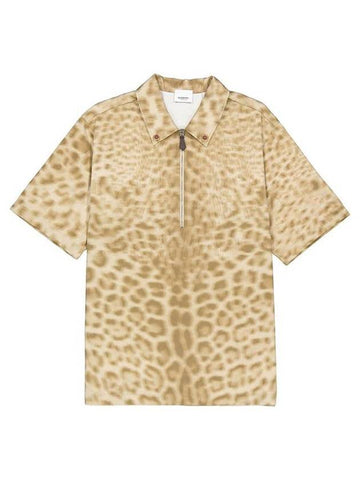 Women's Animal Print Short Sleeve Shirt Beige - BURBERRY - BALAAN 1