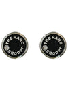 Medallion Stud Earrings Black - MARC JACOBS - BALAAN.