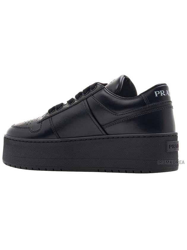 Downtown Bold Leather Low Top Sneakers Black - PRADA - BALAAN 4