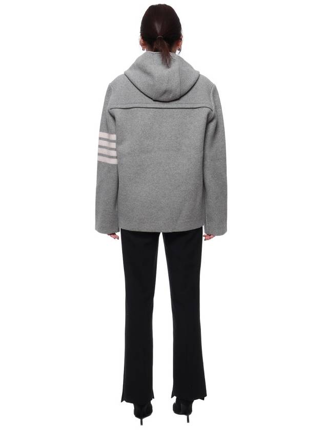 Boiled Wool 4 Bar Hooded Duffle Jacket Grey - THOM BROWNE - BALAAN 6