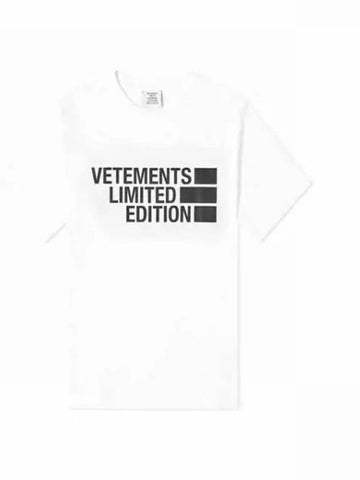 Logo oversized short sleeve t shirt white men s 202601 - VETEMENTS - BALAAN 1