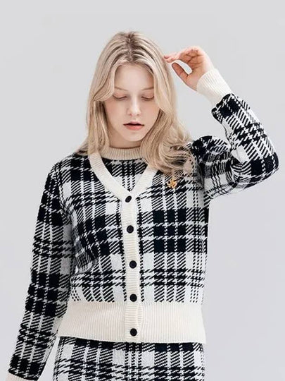 Golf Women s Tartan Check Knit Cardigan Ivory - HENRY STUART - BALAAN 2