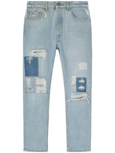 Denim Straight Pants PMYA039S24DE N001 4003 BLUE - PALM ANGELS - BALAAN 1