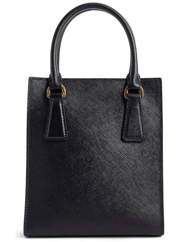 Triangular Logo Saffiano Leather Tote Bag Black - PRADA - BALAAN 4