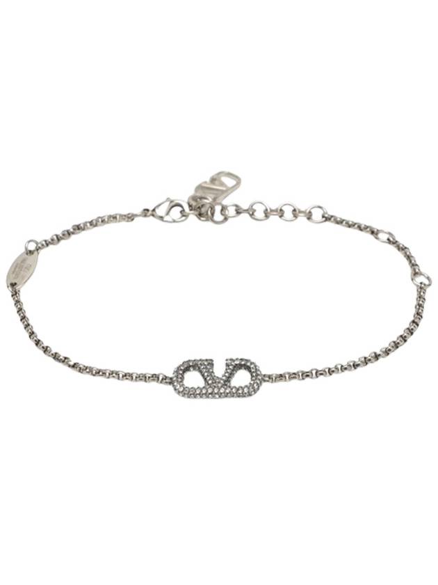 V Logo Crystal Bracelet Silver - VALENTINO - BALAAN 2