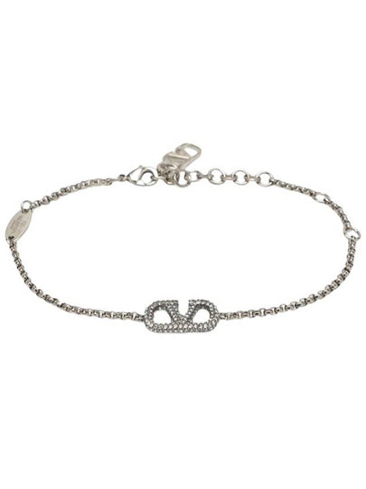 V Logo Crystal Bracelet Silver - VALENTINO - BALAAN 2